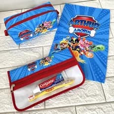 Estojo escolar e estojo higiene com toalhinha personalizado, kit escolar, volta as aulas