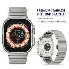 Pulseira de aço inoxidável de luxo para Apple Watch Series 9 8 7 45mm 49mm Link Iwatch Ultra 2 49mm