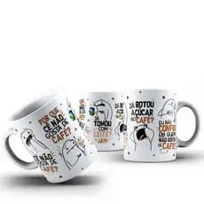 Caneca Xicara para Chá Personalizada de Porcelana Meme Flork Louco por Café