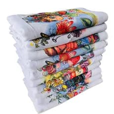 Pano De Prato Atacado Estampado Bainha Kit Com 10 Peças