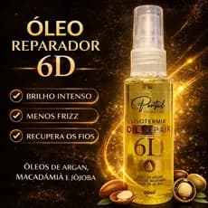 Óleo Reparador Lisotermia 6D 60ml Anti Frizz Brilho Intenso Maciez Reparação com Argan Macadâmia e Ojon Portal