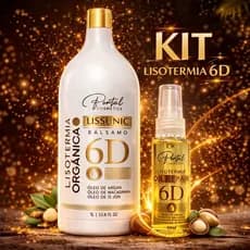 Kit Progressiva Orgânica 6D + Óleo Reparador 6D Lisotermia Portal | Alinhamento, Anti Frizz, Brilho Intenso, Resultado P