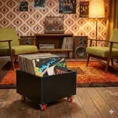Organizador de Discos Vinil com Rodinhas | Nicho MDF Premium