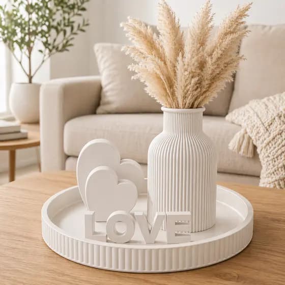 Kit Decorativo Love com Bandeja Vaso e Coração Decoração de Sala e quarto