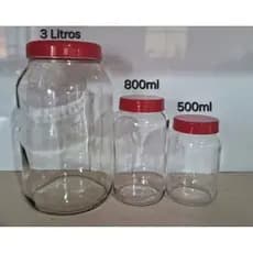 CONJUNTO DE POTES (3L/800ML/500ML) Ideal p/ conservas, armazenamento de alimentos secos como biscoitos e farinhas, outro