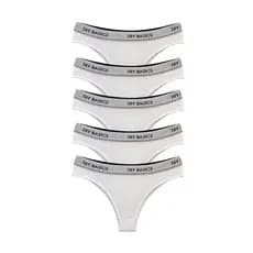 Kit 5 Calcinhas Fio Dental Cotton Algodão Confortável com Elástico Try Basics