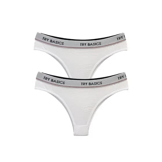 Kit 2 Calcinhas Tanga Cotton Algodão Confortável com Elástico Try Basics