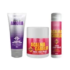 Kit Creme de Amora + Shampoo e Máscara Acalma Vizbelle, nutrição e matização