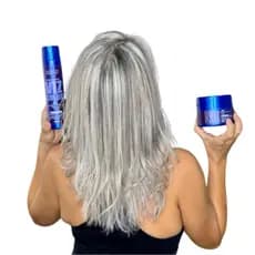 Kit Shampoo E Mascara Matizante Efeito Teia Platinado 300g Vizbelle. Neutraliza Os Tons Amarelados.