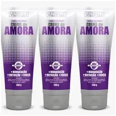 KIT 3 UNIDADES DE CREME DE AMORA 250g VIZBELLE. COM ATIVOS NATURAIS PARA TODOS OS TIPOS DE CABELO.