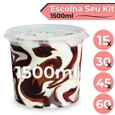 Pote Plástico 1500ml 1,5 Litro Bolo no Pote Sorvete Embalagem Descartável - BP Potes