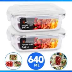 Conjunto 2 Potes 640ml Vidro Hermético 4 Travas Marmita - Frete Grátis - MELHOR DO MERCADO!