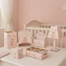 Kit Higiene Bebê 8 Pç Mdf Mult uso adesivado novidade Pronta Entrega promoção