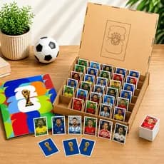 Caixa Organizadora p/ Figurinhas Futebol Cards Colecionáveis 48 Divisórias Álbum Copa Infantil MDF