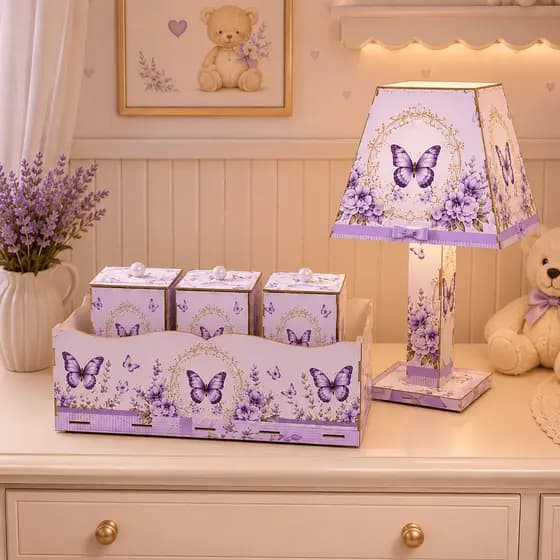 kit higiene quarto de criança tema borboleta
