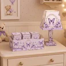 Kit Higiene Bebê Adesivado Decorado Mdf 5 Peças Chá de Bebê Presente Infantil