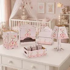 Kit Higiene Bebê Passa Fita 8 Pç Mdf Mult Uso Pronta Entrega
