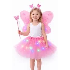 Fantasia Infantil Feminina Festa Kit Saia Tiara Asa Varinha Borboleta Fada Princesa Bailarina