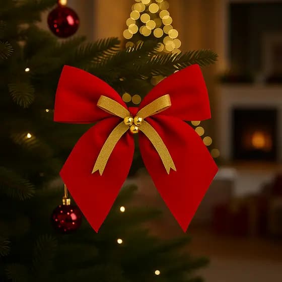 Depbag Laço Enfeite Natal 29cm Decoração Natalina Luco Pendente Árvore Topo Grande Ponteira Fita
