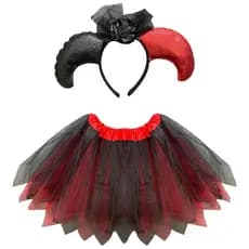 Fantasia Infantil Halloween Alerquina Menina Kit 2 Peças Top