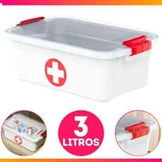 Caixa Primeiros Socorros Organizadora De Medicamentos e Remédios C/ 2 Travas 3L ou 1,6L