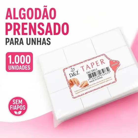 Algodão Prensado Branco D&Z 1.000 Unidades Remove Esmalte Sem Fiapo Manicure Nail Design
