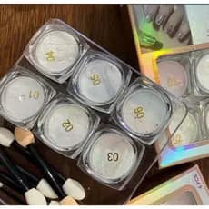Kit 6 Un Pó Cromado Encapsulado Perolado Branco Pó Sereia Uv Decoração Nail Design Manicure
