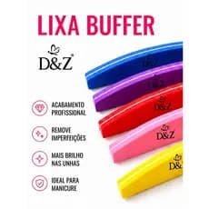 KIT 10 LIXA POLIDORA BUFFER BOOMERANG UNHAS D&Z COR VARIADAS