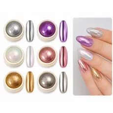 Kit 6 Pó Cromo Metalizado Unhas Cromado Decoração Alongamento Perfeito