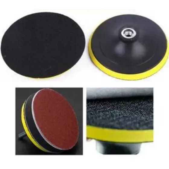 Suporte de boina para lixa com base aderente 125mm com adaptador para furadeira.