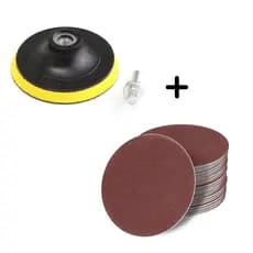 Suporte Velcro + 30 Lixas Disco Para Parafusadeira/ Esmerilhadeira 125mm