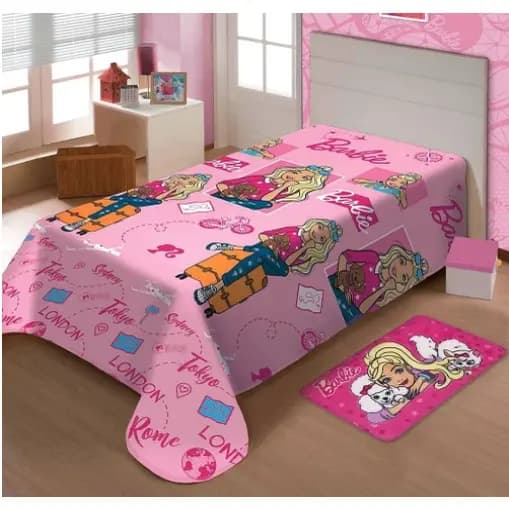Manta Disney Soft Solteiro 1,50 x 2,00m Barbie Viagens