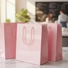 Kit 3 Sacolas de Papel para Presente Rosa Kit Girl 26x32x10