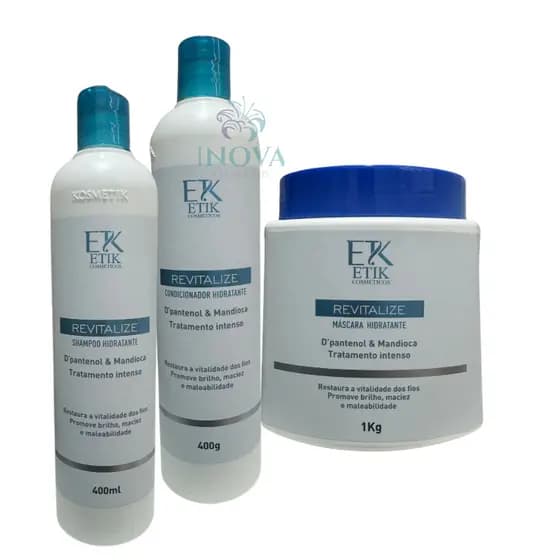 Kit Hidratação Etik Shampoo, Condicionador 400ml e Mascara 1kg