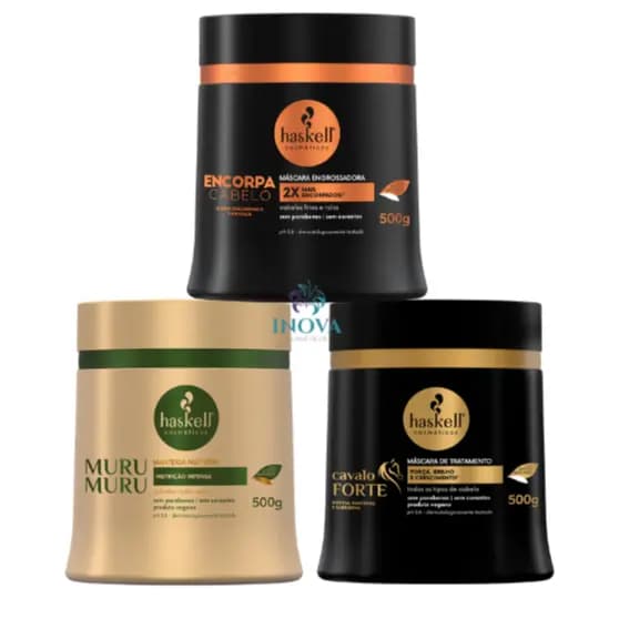 Kit Máscara Haskell Murumuru. Cavalo Forte e Encorpa Cabelo 500g