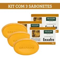 Kit 3 Sabonete Enxofre Granado Em Barra 90g Original Antiacne Base Vegetal Controle de Oleosidade