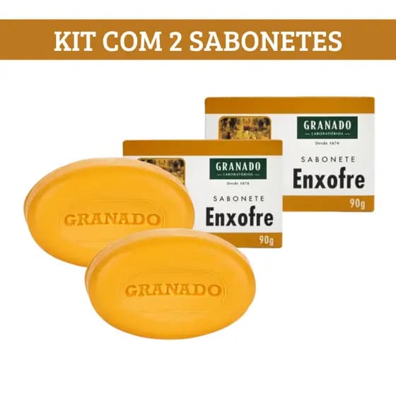 Kit 2 Sabonete Enxofre Granado Em Barra 90g Original Antiacne Base Vegetal Controle de Oleosidade