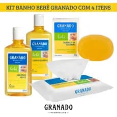 Kit Banho Granado Bebê Shampoo Condicionador Sabonete Barra Glicerina Toalha Lenço Umedecido Presente Chá de Bebê