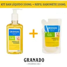 Kit Sabonete Líquido Granado Bebê Glicerina Tradicional 250ml + Refil 250ml