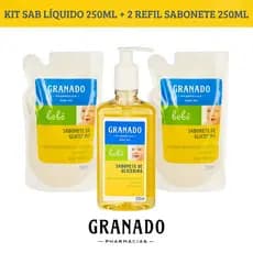 Kit Sabonete Líquido Granado Bebê Glicerina Tradicional 250ml + 2 Refil 250ml