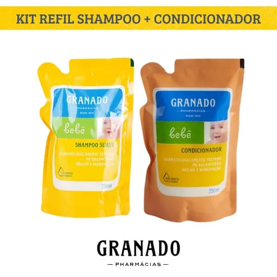 Kit 2 Refil Granado Bebê Shampoo Tradicional 250ml + Condicionador Tradicional 250ml