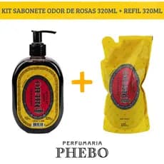 Kit Sabonete Líquido Phebo Odor de Rosas 320ml + Refil 320ml