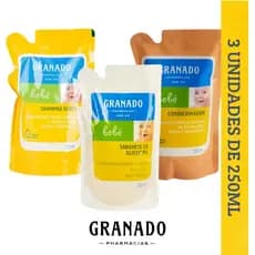 Kit 3 Refil Granado Bebê Sabonete Líquido Glicerina + Shampoo + Condicionador Tradicional 250ml