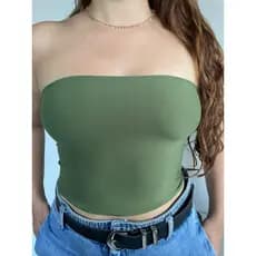 Cropped Tomara Que Caia Tube Top Tubinho Segunda Pele Com Forrado Poliamida Alta Qualidade Proteção UV50 Casual Academia
