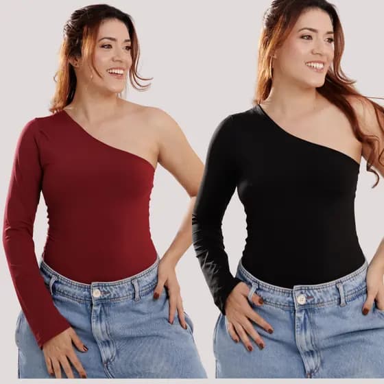 BODY FEMININO MULA MANCA MANGA LONGA UM OMBRO SÓ BODY INVERNO MODINHA