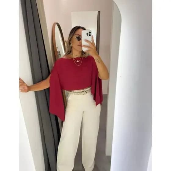 Blusa Manga Morcego Moda Boho Chic