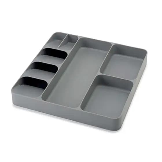 Organizador de talheres - 39,6 Cm x 38,4 Cm x 5,3 cm Cinza Possui compartimentos separados para talheres de mesa