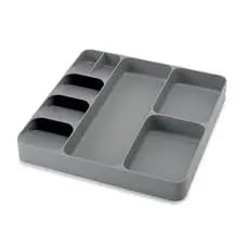 Organizador de talheres - 39,6 Cm x 38,4 Cm x 5,3 cm Cinza Possui compartimentos separados para talheres de mesa