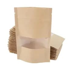 Embalagem Saco Zip Lock Kraft C Visor Stand Up 9x14x3 cm 50U