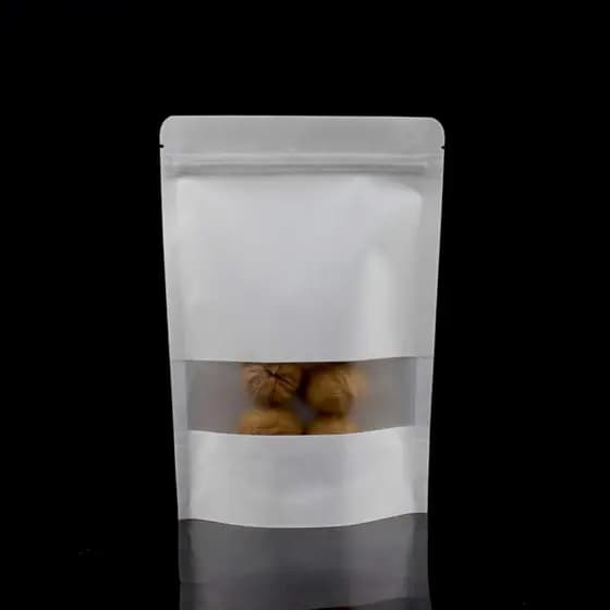 Embalagem Saco Zip Lock Kraft Branco Com Visor 9x14x3 cm 50U